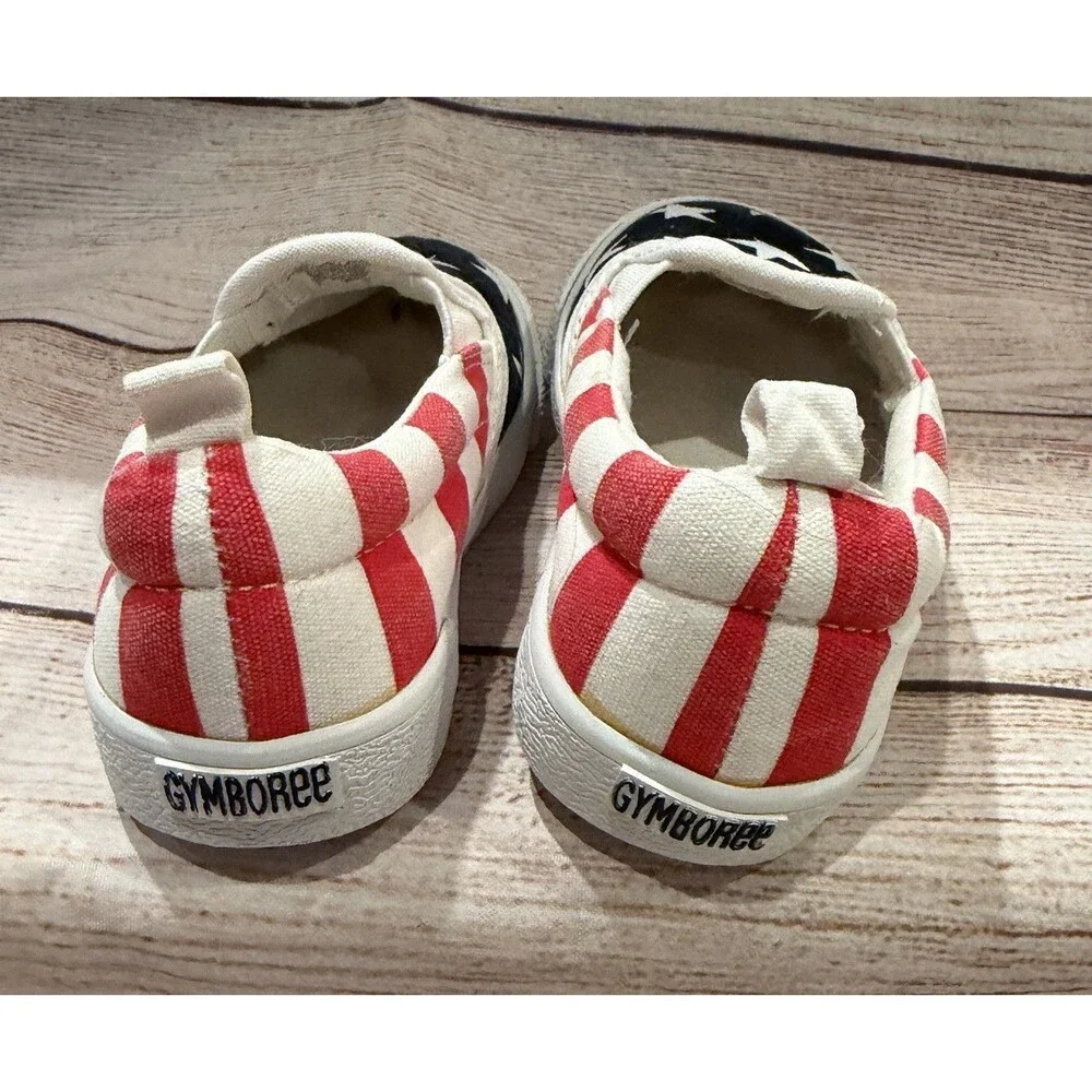 Gymboree Patriotic Fourth of July Americana Slide On Sneakers Shoes Toddler 6